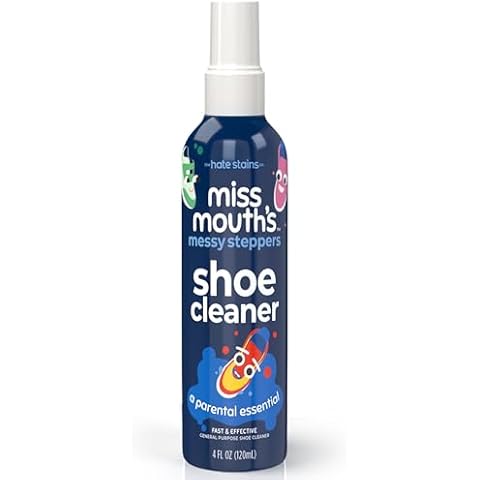 Miss Mouth's Messy Steppers Shoe Cleaner - 4oz Spray Ready To Use Sneaker Cleaner for Rubber, Canvas, Leather to Remove Dirt, Grass, Scuffs from makers of Miss Mouth's Messy Eater Stain Treater Cover