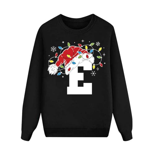 Generisch Traje familiar de Navidad con estampado de letras y cuello redondo, traje de tres piezas (estilo papá) suéter de Navidad para hombre divertido, Negro , L