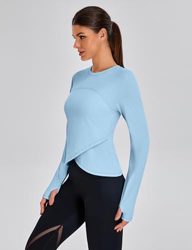 BMJL Womens Workout Tops Black Long Sleeve Shirts Fall Yoga Hiking Tshirts Cute Crop Tops Gym Thumb Hole