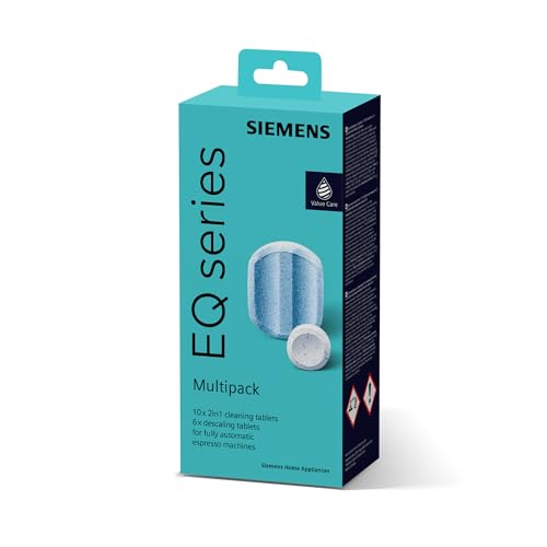 Siemens Multipack TZ80003A, 10 Cleaning Tablets, 6 Descaling Tablets, Suitable for Fully Automatic Coffee Machines of the EQ Series, as well as Fully Automatic Built-in Machines