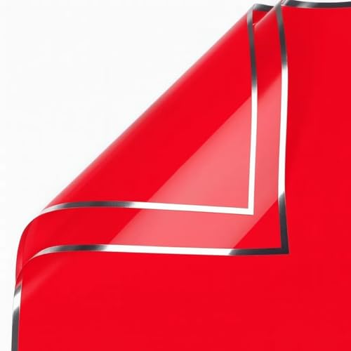 Image of Oasis - 20 Sheets Korean Style Waterproof Premium Bouquet Wrapping Sheet (58cm x 58cm) | Red With Silver Border Line Flower Wrapping Paper | Elegant packaging for bouquet, Gift Wrapping & More