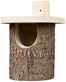 Wildlife World N8 Natural Log Robin Nest Box Bird Home Birdhouse, silver