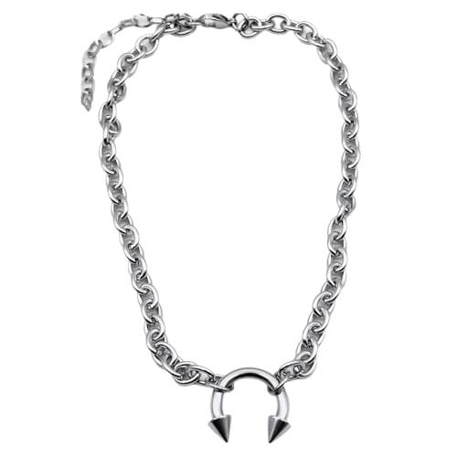 Tsophreniq 2 collares de clavícula desmontables con clip para la nariz, diseño moderno, cadena ajustable para fiestas, ocasiones sociales, cadena de cuello de acero inoxidable, joyería contemporánea