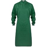 ranrann Damen Herren OP Kittel Waschbar OP Kleidung Laborkittel aus Baumwolle Langarm Schutz Kleidung mit Bündchen Stehkragen Uniform in Blau Grün Grün Medium