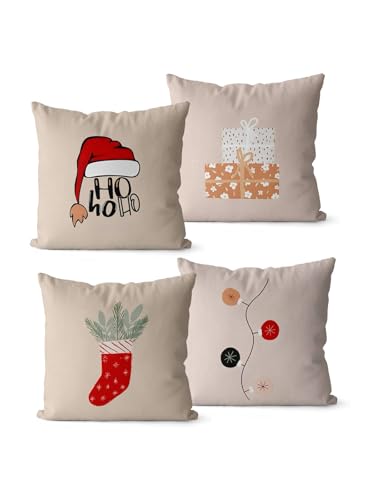 Kit 4 Capas de Almofadas De Natal 45x45 - Moderna 0028