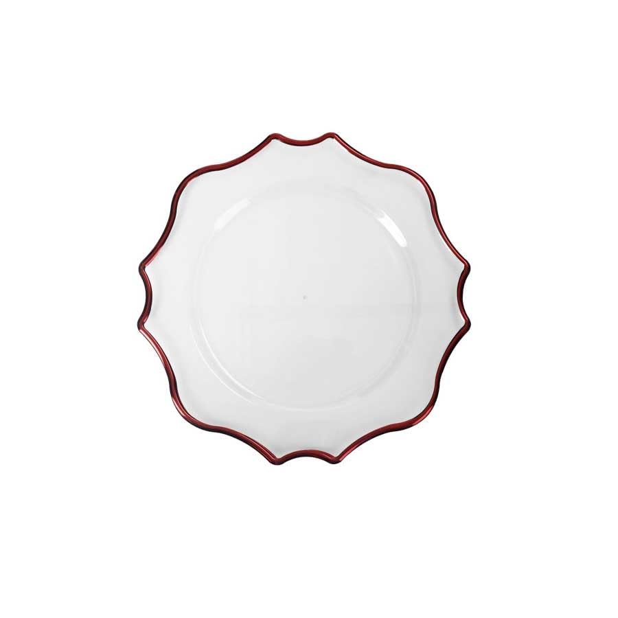 BRANDANI Sottopiatto Smart 33cm Set 4 Pezzi Trasparente Bordo Rosso