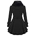 Winter Women's Fashion Trench Coat Lapel Wool Double Breasted Casual Belted Pea Coat with Warm Coat(XL,Black-A)