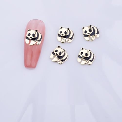 qbodp 20 Pcs Nail Charms, Fashion Nail Ornaments, Cute Panda Decorations for Nail, Nail Supplies Nail Art Decoration Accessories,Gold