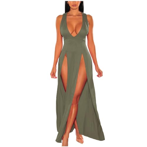 Women's Sleeveless Cutout Maxi Dress - Bodycon Summer Dress With Drawstring Slit & Ruched Detail - View #5