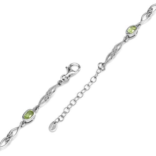 Image of Silvershake Birthstone Gemstones White Gold Plated or Yellow Gold Plated 925 Sterling Silver Scroll /Filigree Celtic Knot Weave 7.25 to 8.75 Inch with Adjustable Extension Bracelet Jewelry for Women