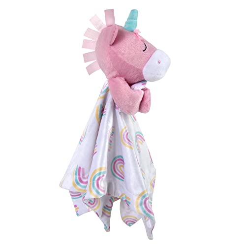 Image of Minky Animal Snuggler Lovey Blanket for Kids, Babies, Boys, Girls, Gender Neutral Security Blanket with Stuffed Animal (Enchanting Unicorn)