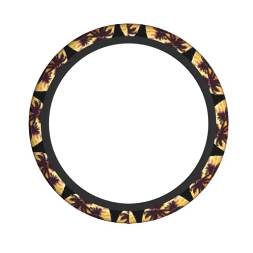 Cancun Mexico Sunset Palm Trees Steering Wheel Cover