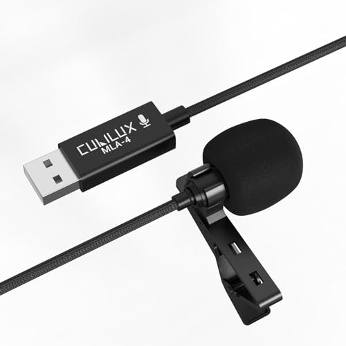 Cubilux Unidirectional USB A Lav Microphone for Recording?96kHz/24-bit Lapel Microphone for PC?Computer,USB Lavalier Lapel Clip-on Computer Microphone Suitable for Podcasting?Gaming?Steaming-1.5m/5ft