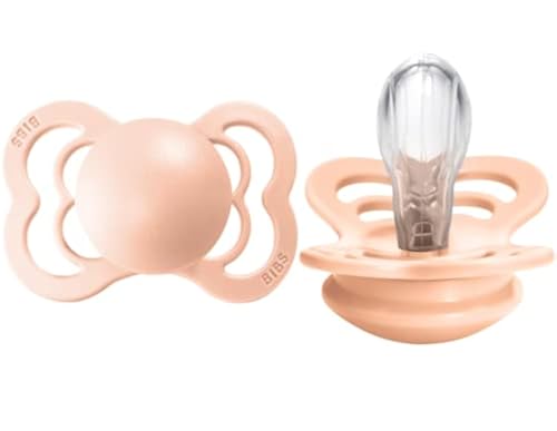 Image of BIBS Supreme Baby Pacifiers | BPA-Free Silicone Pacifier | Made in Denmark | Set of 2 Soothers (Peach Sunset, 0-6 Months)