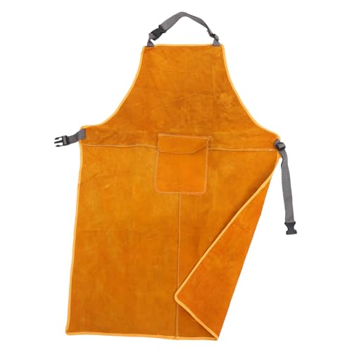 HOMSFOU Delantal De Soldador De Cuero Grueso Con Bolsillos Ropa Protectora Soldadura Eléctrica Resistente Abrasiones Y Talla Única Para Talleres Y Trabajos Soldadura Color Naranja