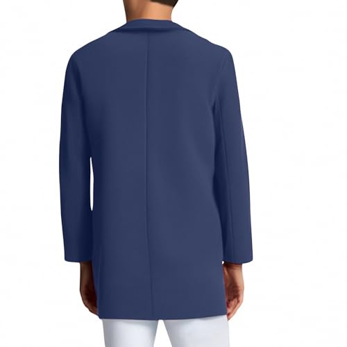 Trench Coat Men Single Breasted Wool Blend Coat Mid Length Pea Coat Notch Lapel Jacket Business Casual Overcoat3