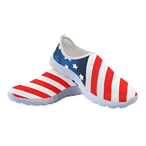 Jeiento American Flag Shoes for Men Women Road Running Shoes Womens Mens Comfortable Walking Tennis Sneakers Athletic Shoes