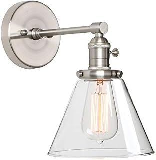 Phansthy Edison Industrial Wall Sconce 7.3 inch Vintage Brass Glass Wall Light Fixture Decorative Lighting for Kitchen, Living Room, Hallways(Brushed)