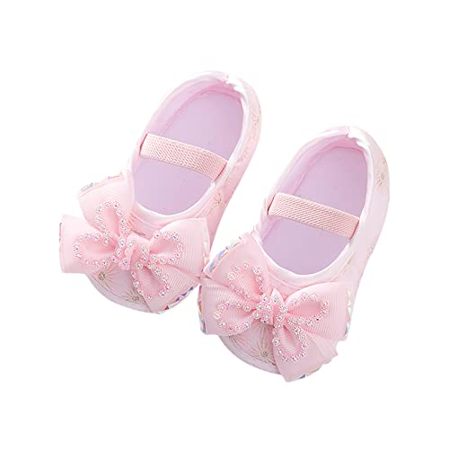 RNTOP Infant Baby Girls Princess Shoes Bowknot Flat Shoes Toddler Mary Jane Crib Shoes Prewalker Party Dance Shoes (Pink, 5 Toddler)
