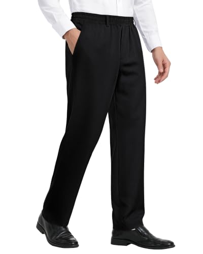 Mens Elastic Waist Wrinkle-Free Stretch Dress Pants