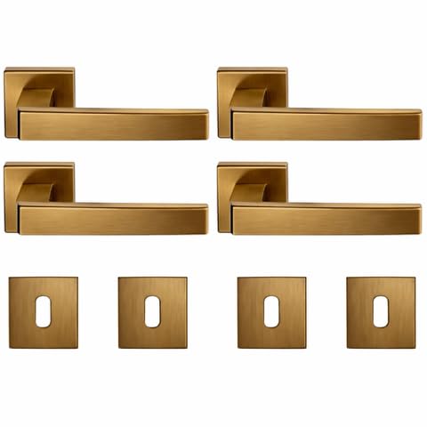2 Coppie Maniglie Porta Interna Bronzata Disponibile in più Varianti - Maniglia Quadrata Colore Bronzo (Lia - 2 Coppie)