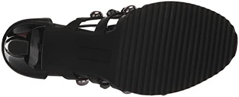 Karl Lagerfeld Paris Women's Brexton-T Strap Sandal, Black/Gunmetal, 5 | Image 3