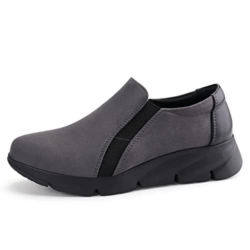 Ortho+rest Women Comfortable Slip on Shoes Work Loafers Bunion Dress Shoes (7,Grey)