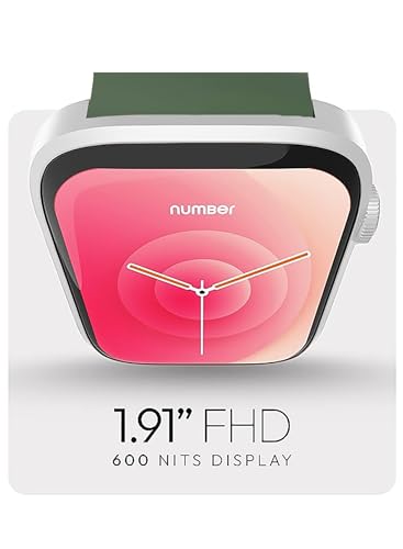 Image of NUMBER Dialfit Pro Max Bluetooth Calling Smart Watch, 1.91 inch Large Edge-to-Edge Display, Always On, 600 Nits Brightness,Heart Rate, Blood Pressure, SPO2, IP68, 7 Days Battery, Metallic Body (Green)