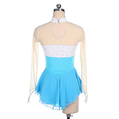 kzytamz Vestido de competição de patinação artística para meninas ginástica azul diamante collant ro