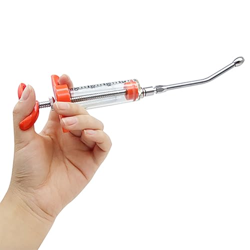 Abustle pig 2 Pieces Goat Syringe with 4 Adjustable Dosing Nozzles, Reusable Dosing Syringe for Sheep, Dogs, Goats, Pigs and Cats (20ml) Orange