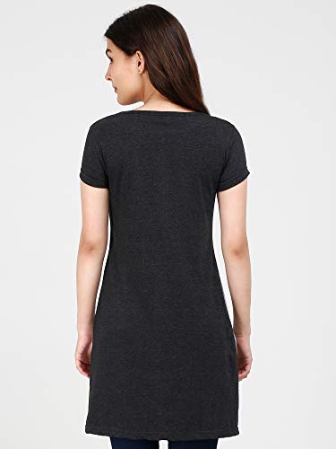 Image of FLEXIMAA Women's Cotton Round Neck Color Block Half Sleeve Long Top