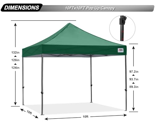 Image of ABCCANOPY Patio Pop Up Canopy Tent 10x10 Commercial-Series (Forest Green)
