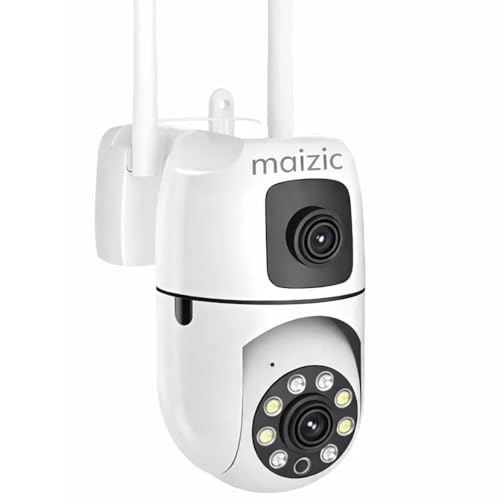 Maizic Smarthome Dual Lens Mini Fox | 5+5MP WiFi CCTV Camera with PTZ & Fixed View | AI Motion Detection, Color Night Vision, Two-Way Audio, 360° Coverage, App Remote Access