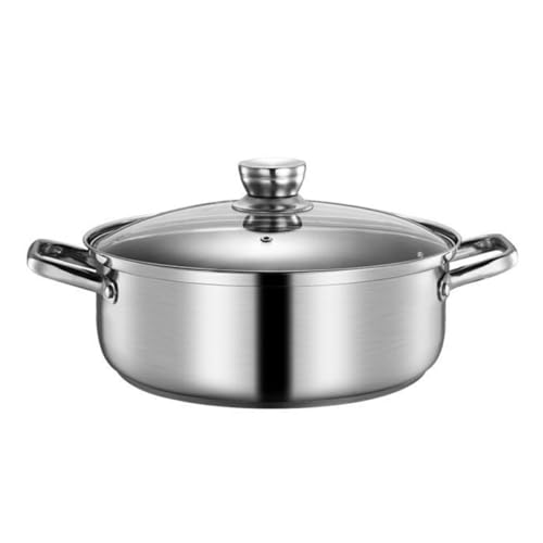 TOPPERFUN Marmite en Acier Inoxydable 304 28 CM à Fond Plat, Double Compartiment pour Fondue Chinoise à Deux Saveurs, Compatible Cuisinière à Gaz et Induction, Ustensile Cuisine Manique
