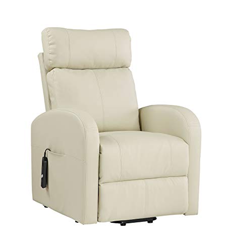 Sillón Classic reclinable piel beige con bolsillos