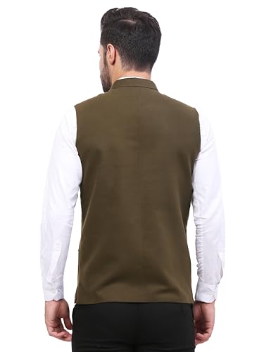 Image of FH Wearza Polywool tweed Solid multipocket Sleeveles Nehru Jacket For Men