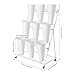 3 Layers Flower Display Stand with 12 Round Buckets, Plant Stand with Wheels, Movable Metal Plant Stand for Patio, Living Room, Terrace Garden, Florist, Flower Shop (White, 3-Layers 9 PCS Buckets)