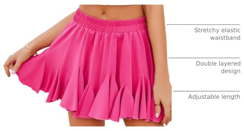 Image of Avidlove Women's Pleated Skirt Boho Ruffle Flowy Mini Skirts High Waisted Flared Skater Skirt Basic Outfits