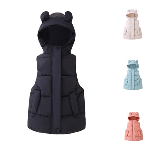 KAGAYD Toddler Baby Boys Girls Winter Warm Sleeveless Jacket Outerwear Solid Bear Ears Hooded Vest Coats with