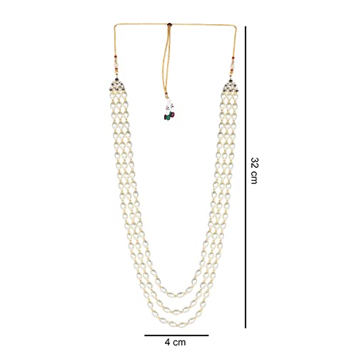 I Jewels Indian Wedding Bollywood 3 Layered Gold Plated Dulha Moti Mala Long Groom Necklace/Mala For Men4