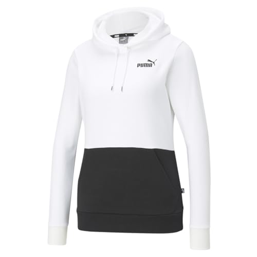 PUMA Womens Essentials Colorblock Hoodie Casual Outerwear Casual Hoodie Drawstring - Black, White - Size XL