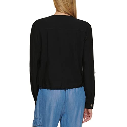 DKNY Women's Drawstring Zip-up Lightweight Jacket4