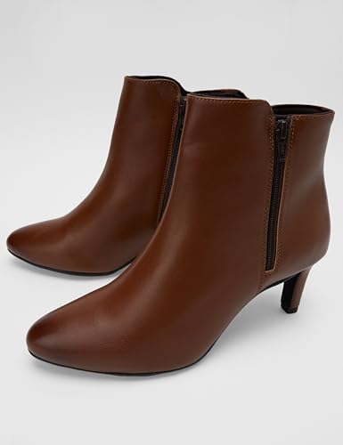 Image of ELLE Women Pointed Toe Kitten Heel Ankle Boots With Side Zipper
