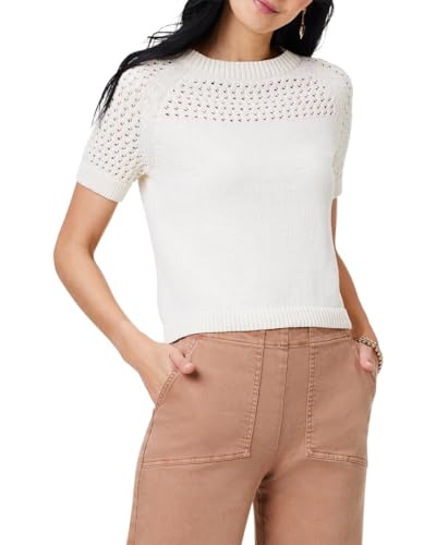 NIC+ZOE Women's Placed Crochet Sweater Tee