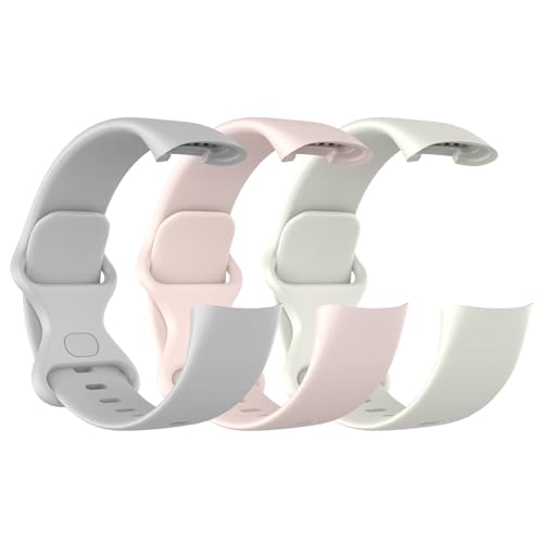 Astorgos 3 PZS Correa de Reloj Compatible con Fitbit Charge 6/Fitbit Charge 5 para Mujer Hombre, Pulsera de Silicona Suave de Repuesto, Rosa/Luna Blanco/Blanco