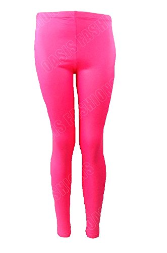 Fashion Oasis Big Girls' in Disco Shiny Dance Long Leggings 11-12 Years Electric Pink