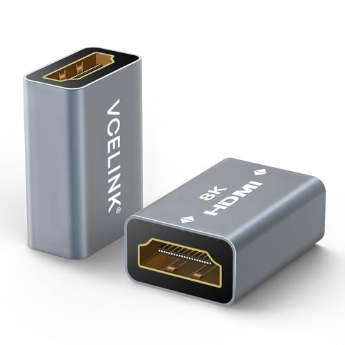 VCELINK Coupleur HDMI Adaptateur 8K 2.1, Plaqué Or Rallonge HDMI Femelle Femelle Supporte 8K @60Hz 4K 2K 1080P UHD, Résolution 7680 * 4320, HDR, Arc...