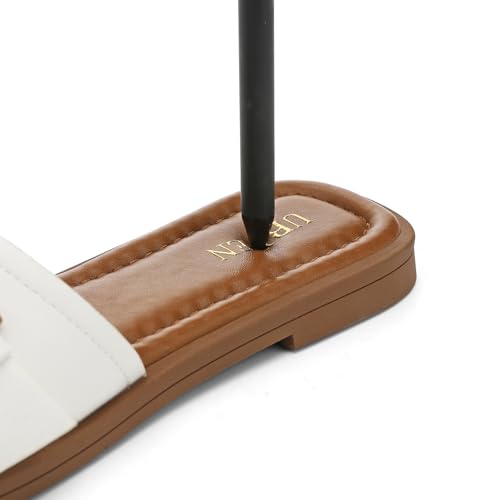 Image of UBFEN Womens Square Toe Flat Sandals Slides Dressy Comfortable for Beach