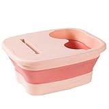 Desiumite Palangana Plegable Portátil para Baño de Pies para Uso Doméstico y Viajes – Bañera Plegable para Masaje de Pies, Cubo de Pedicura de Plástico Fácil de Limpiar, 39 x 32 x 17 cm (Rosa)
