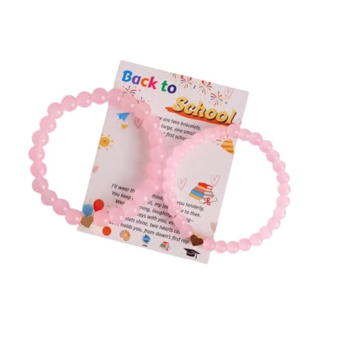 First Day Of Kindergarten Pre-K Back to School Matching Heart Bracelets, Mommy and Daughter Wish String Setracelets Jewelry Gifts (Pink)2